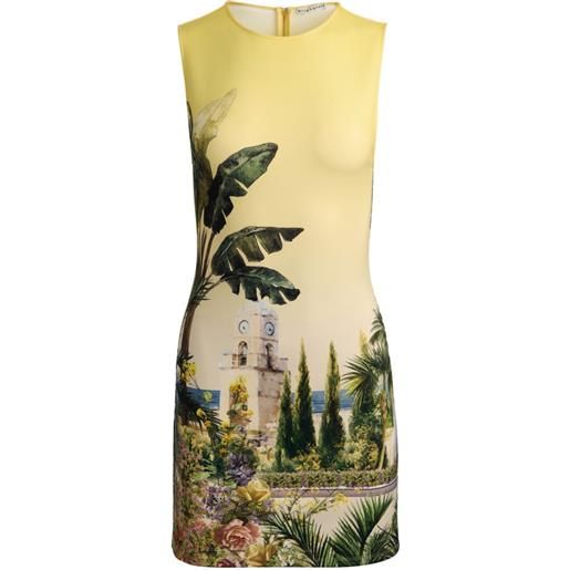 alice + olivia abito corto wynell con stampa - giallo
