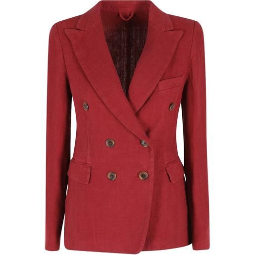 Kiltie double-breasted peak-lapel blazer - rosso