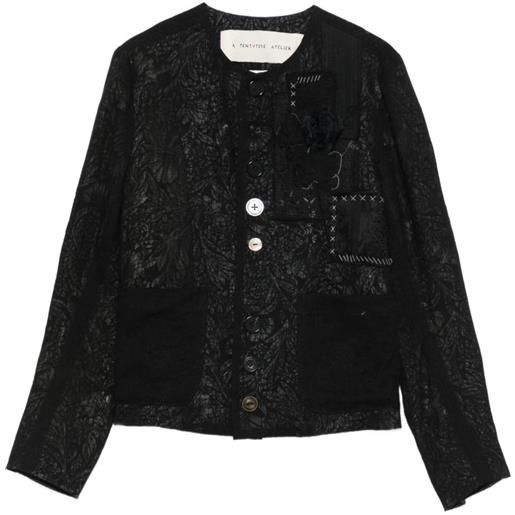 A Tentative Atelier floral-jacquard patch-detail jacket - nero