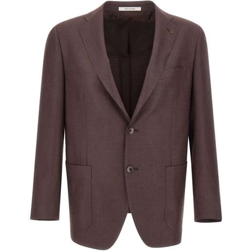 Tagliatore blazer con spilla logo - marrone