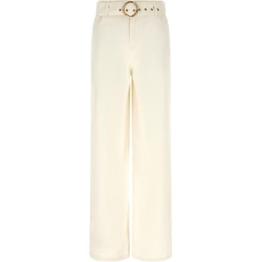 TWINSET jeans a gamba ampia con cintura - toni neutri