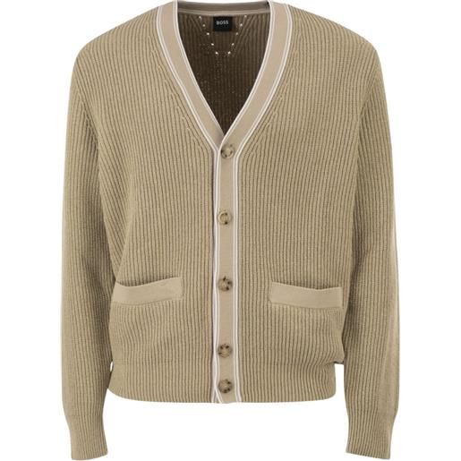BOSS cardigan in maglia a coste - toni neutri