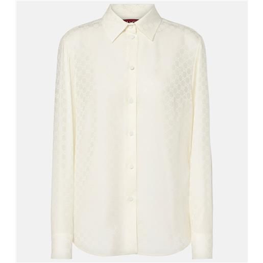 Gucci camicia in crêpe di seta gg