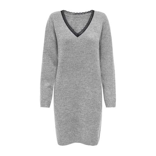 ONLY onltammy ls revers lace dress bf knt, chiaro grigio melange, xl donna