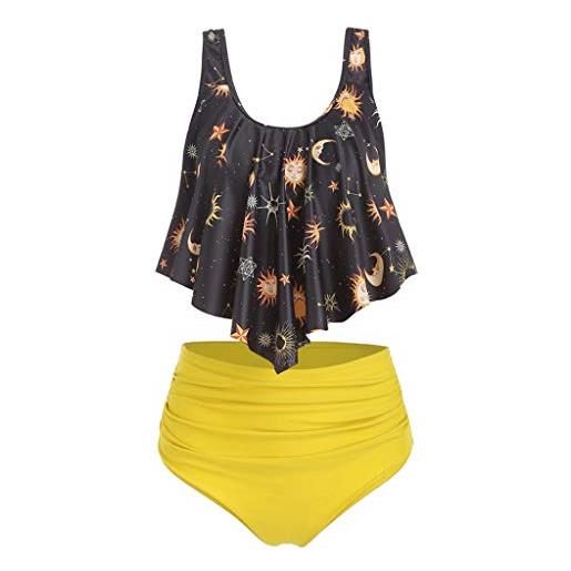 SWEETOP Womens 2 Pezzo Costume Da Bagno Tankini Set Ruffled Racerback