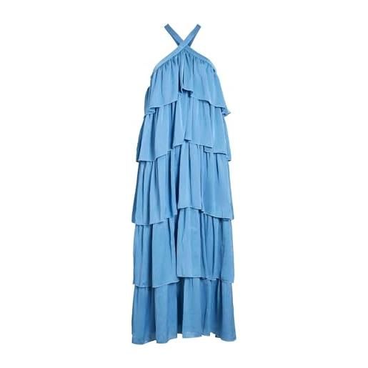 Vila ankle vifiluka h/n s/l caviglia dress/dc/r/bfs, blu blissful, 46 donna