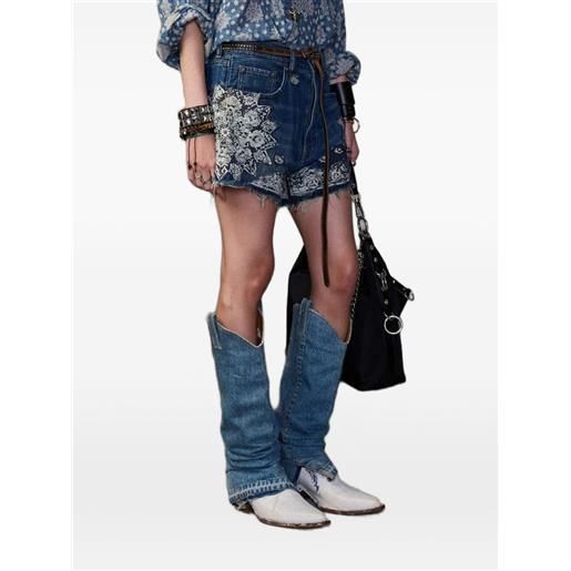 R13 shorts con stampa bandana - blu