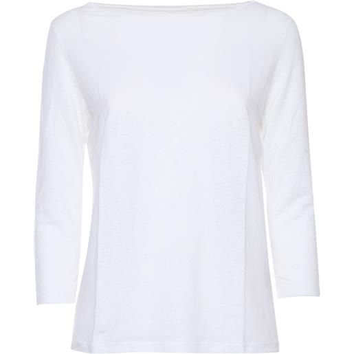 Filatures Du Lion col bateau m3/4 _001. Blanc