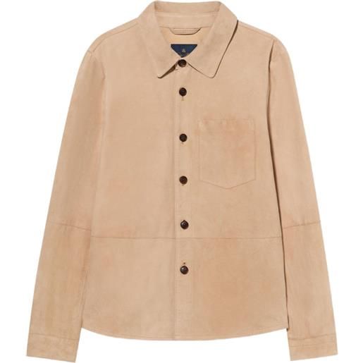 Brooks Brothers giacca-camicia in pelle scamosciata - toni neutri