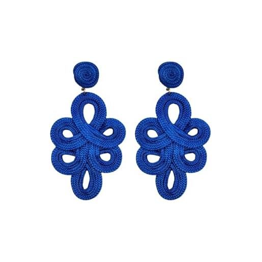 Orecchini Fiore Blu Goccia Lunga Pietre Blu | Lebole Maison