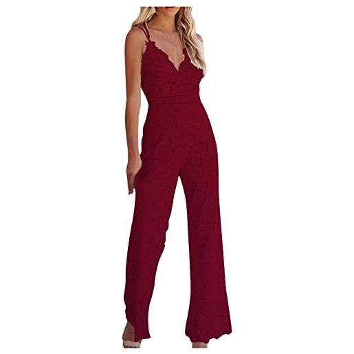 Tuta Elegante Donna Cerimonia Jumpsuit Tutina Tute Larghe a Gamba Larga Tuta Lunga Abito Lungo Elegante Senza Maniche Jumpsuit Spalline Capestro Per Matrimonio, Damigella D'onore, Feste, Pantaloni
