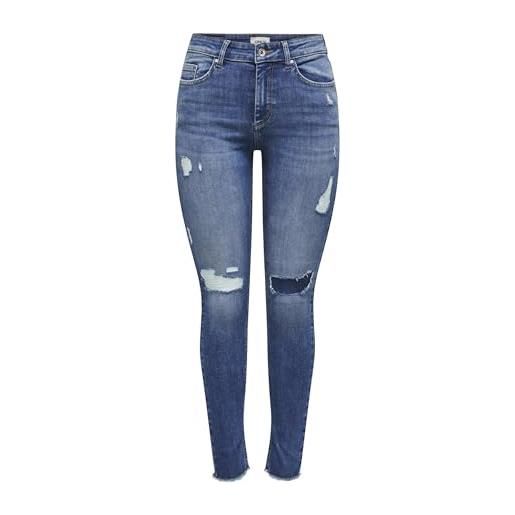 ONLY onlblush mid sk ank raw jeans rea8097, jeans da donna, medium blue denim, m/30