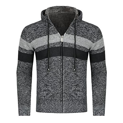 YOUTHUP cardigan da uomo maglione in lana slim fit modello maglia casual felpa ispessita lavoro caldo, grigio chiaro 8750, xl