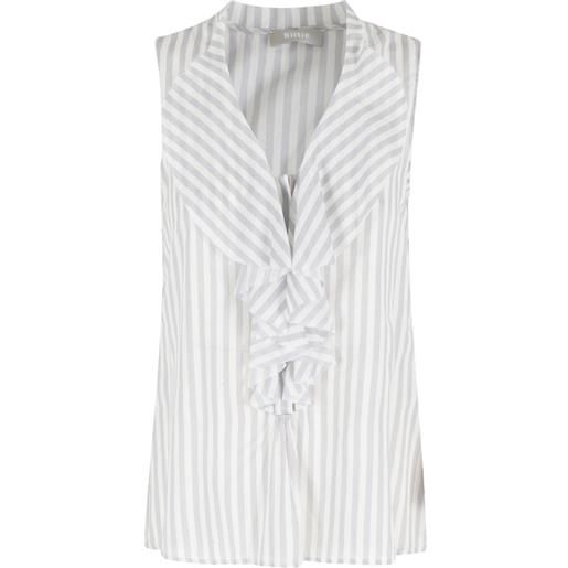 Kiltie stripe-pattern ruffled top - bianco