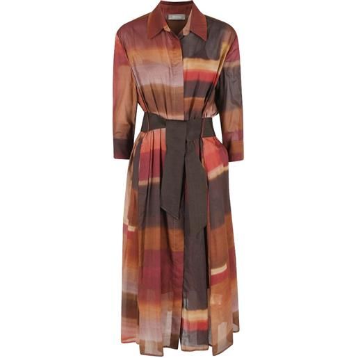 Kiltie abstract-print belted shirt dress - marrone