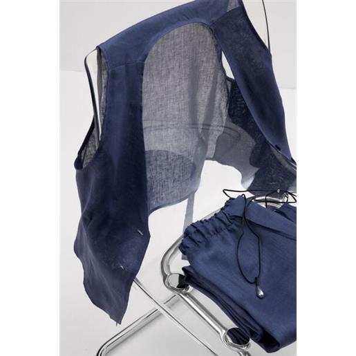 Intimissimi gilet in tela di lino the pure linen blu