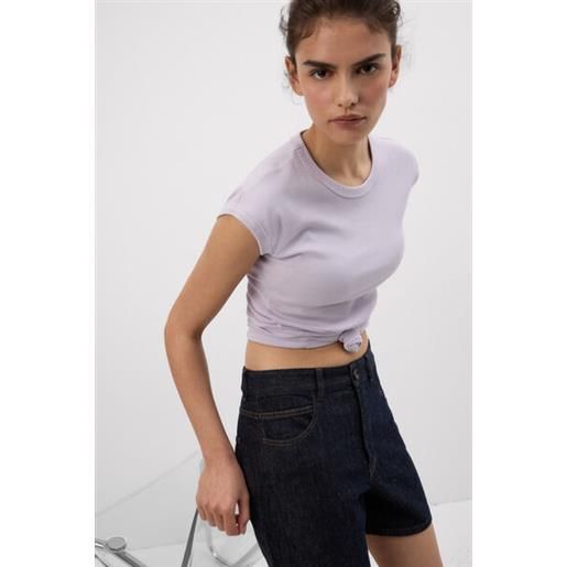 Intimissimi maglia manica corta in cotone superior a costine viola
