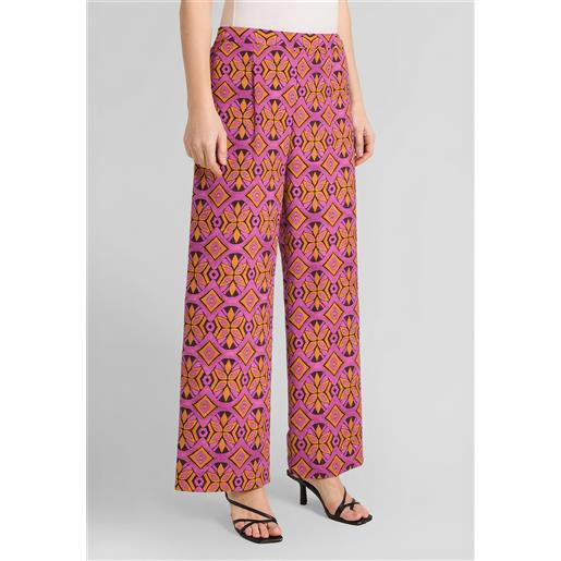 Luisa viola pantalone donna curvy in viscosa fantasia art. P010f1-32m1