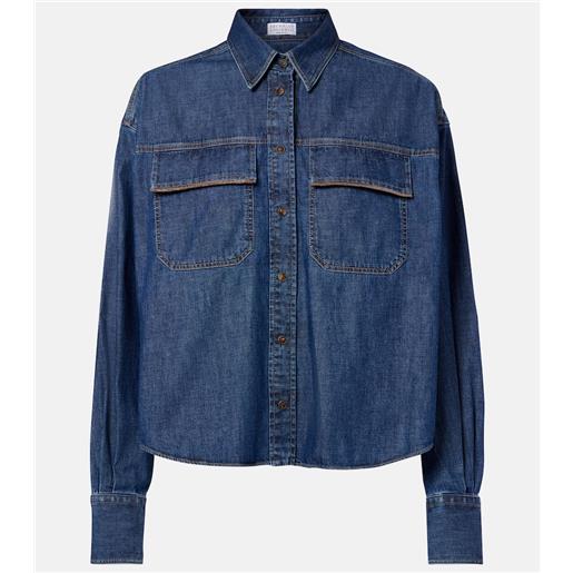 Brunello Cucinelli giacca in denim con monili