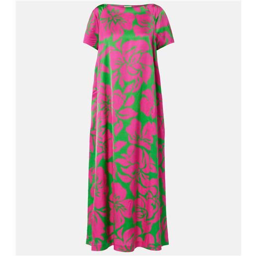 Dries Van Noten abito lungo in raso con stampa floreale