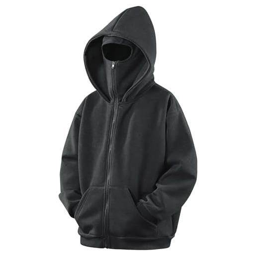 GIJOVANA felpa uomo con zip invernale passamontagna giacca hip hop stile comoda felpe con cappuccio pile balaclava hoodies autunno moda manica lunga sweatshirt