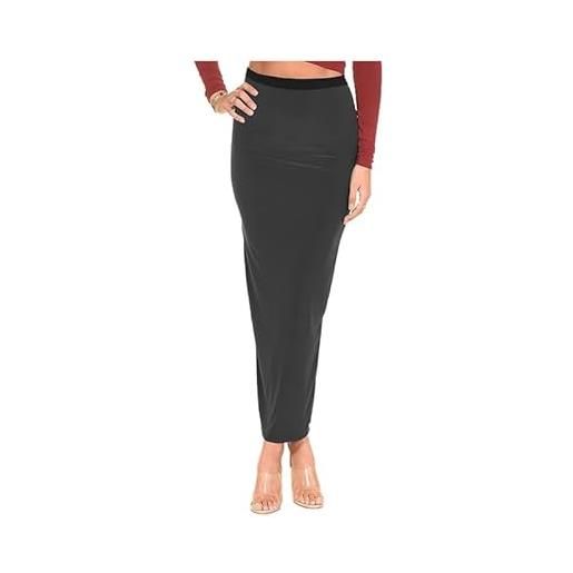 R&N FASHIONS r & n fashions - maxi gonna da donna, elasticizzata, lunghezza intera, taglie forti nero 40-42