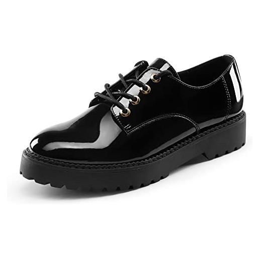 DREAM PAIRS scarpe eleganti classiche da donna con cinturino a t e tacco oxford, size 40, nero/pat, sdox2202w-e