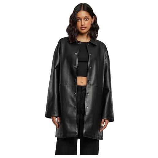 Urban Classics ladies' faux-leather coat donna cappotto in similpelle nero m 100% viscosa