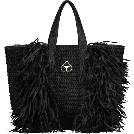 Miss Bikini borsa mare in rafia con doppia frangia frontale