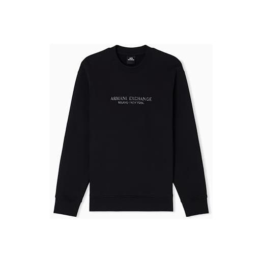 Armani Exchange long sleeve, front on tone logo felpa, nero, xs uomo, nero, xs
