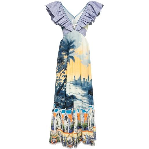 Camilla abito con ruches sullo scollo - blu