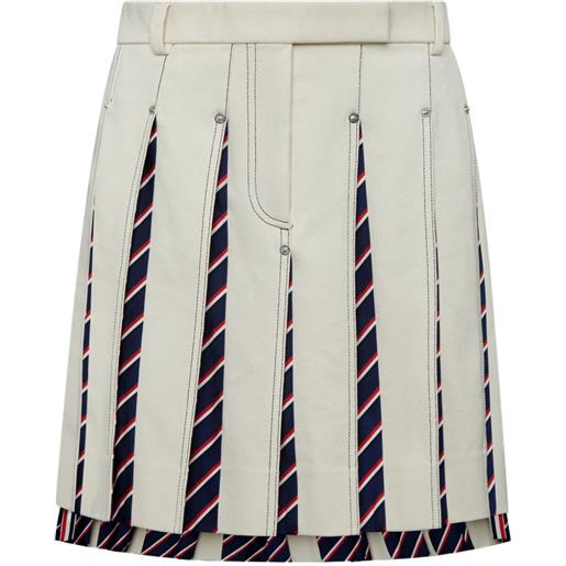 Thom Browne gonna midi plissettata a righe - toni neutri