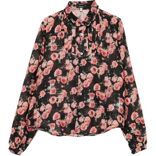 R13 blusa shrunken plissettata - nero