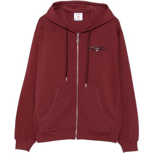 Casablanca felpa con logo, zip e cappuccio - rosso