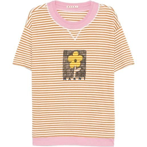 Marni t-shirt a righe - marrone