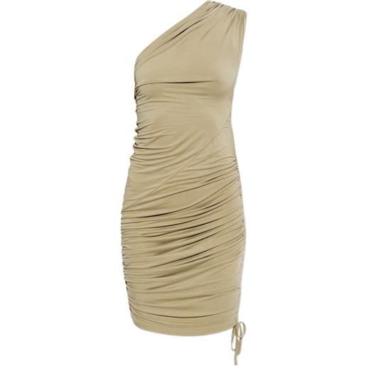 Balmain abito corto monospalla con ruches - verde