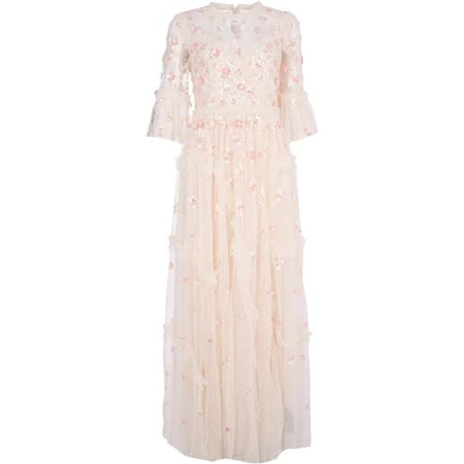 Needle & Thread abito da sera shimmer ditsy con paillettes - toni neutri