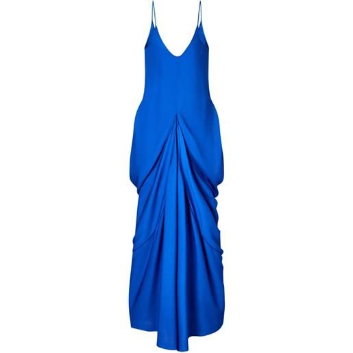 Giorgio Armani abito georgette drappeggiato - blu