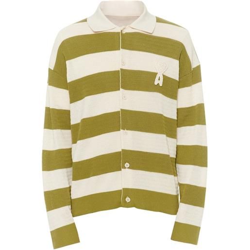 AMI Paris cardigan ami de coeur a righe - verde