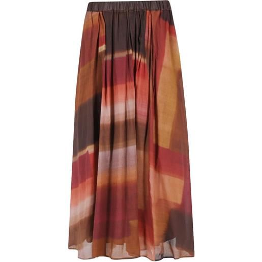 Kiltie abstract-print gathered skirt - rosso