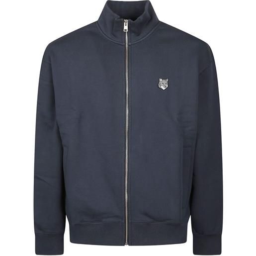 Maison Kitsuné felpa fox head con zip - blu