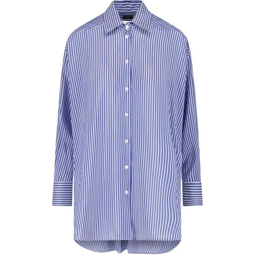 Kiton t-shirt a righe con logo ricamato - blu