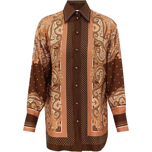 ZIMMERMANN camicia in seta con stampa paisley - marrone