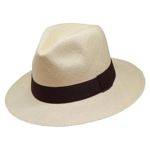 Tumia LAC - cappello panama uomo e donna, fedora paglia toquilla ecuador fatto a mano | regolabile e ripiegabile cappello estivo con nastro - 63cm