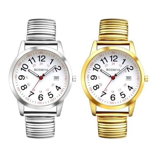JewelryWe Orologio Ad Anello Quarzo Unisex - Acciaio Inox Con Quadrante Analogico E Numeri Arabi - Cinturino Elastico - 2