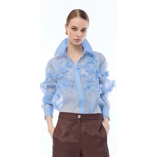 Nenette camicia Nenette in organza con dettagli floreali donna