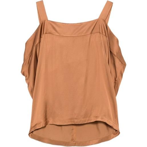 COLLECTION PRIVEE? satik cold-shoulder satin top - marrone