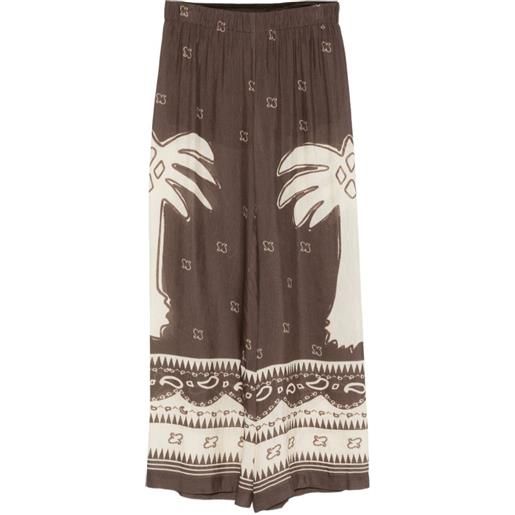 Ottod'Ame pantaloni a palazzo con stampa - marrone
