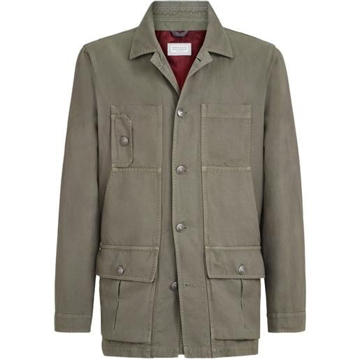 Brunello Cucinelli soprabito in cotone e lino - verde