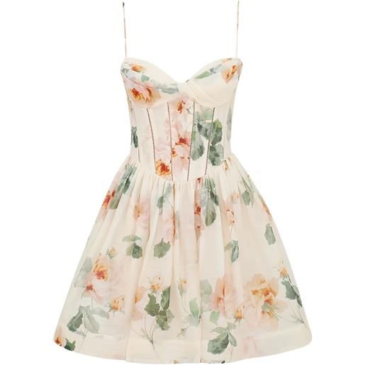 ZIMMERMANN abito corto carousel a fiori - toni neutri